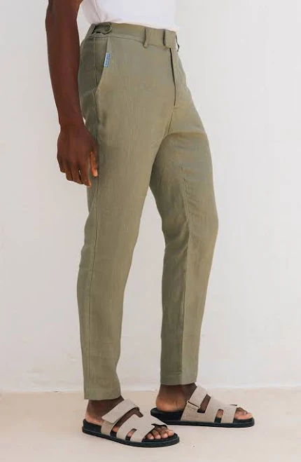pants MAUVAIS Nammos Pure Linen Tailored Pants in Olive Mauvais $85