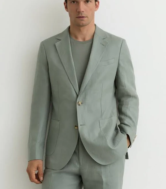 two piece set Mens Reiss Atlantic Tailored Fit Linen-twill Single-breasted Blazer Reiss $498