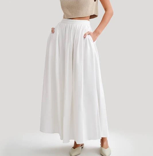 skirt Meshki Clarence White Linen Maxi Skirt meshki.us $115