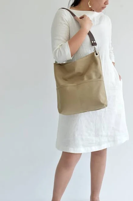 bag Mila Canvas Hobo Tote Bag with Leather Strap Etsy - christystudio $51
