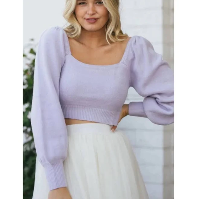 two piece set Mimosa Gloria Puff Sleeve Crop Sweater Poshmark $40