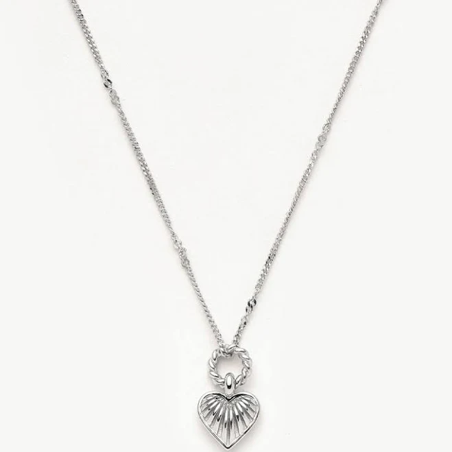 accessory Missoma Sterling Silver Mini Ridge Heart Charm Pendant Necklace Missoma.com $196