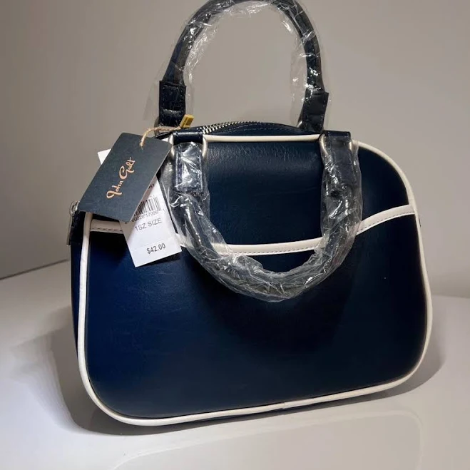 bag Navy Blue Faux Leather Top Handle Purse by John Galt Depop $30