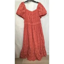 dress Nurture by Westbound Boho Tiered Coral Cotton Eyelet Maxi Dress XL Terracotta eBay $34.99