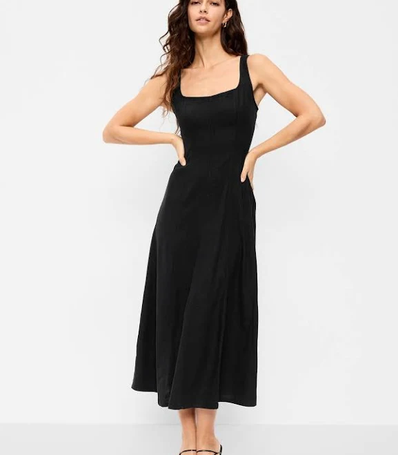 dress Old Navy Women's Fit & Flare Linen-Blend Midi Dress Old Navy $24.99