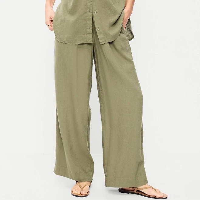 bottoms Old Navy Women's High-Waisted Linen-Blend Super Wide-Leg Pants Old Navy $19.99