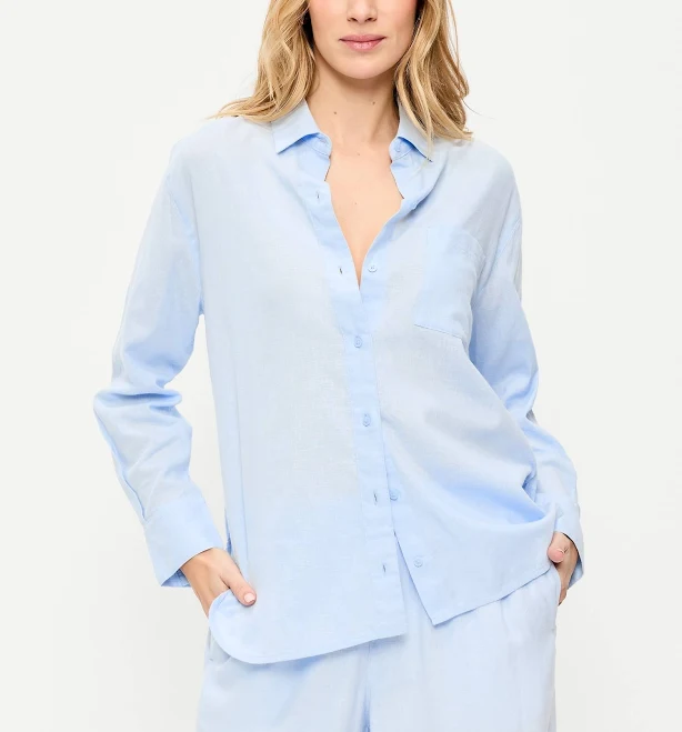 two piece set Old Navy Women's Linen-Blend Loose Button-Down Shirt Old Navy $22.49