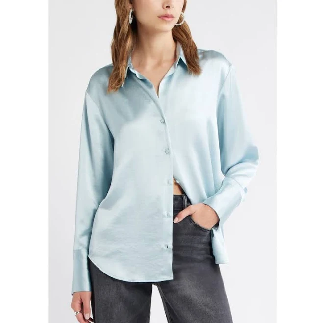 shirt Open Edit Relaxed Fit Satin Button-Up Shirt Nordstrom Rack $51.97