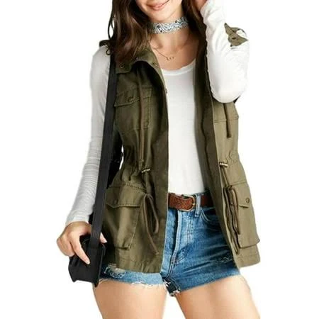two piece set Pacificplex Womens Sleeveless Cargo Utility Vest Walmart - PacificPlex $32.99