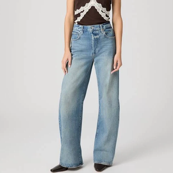 jeans PAIGE Women's Arellia High-Rise Stretch-Denim Barrel-Leg Jeans PAIGE $269