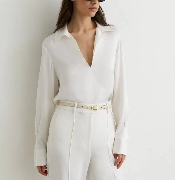 shirt Reiss Women's Orla Silk-Blend Open-Collar Shirt Reiss $398