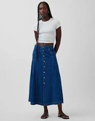 skirt Seamed Denim Button-Front Maxi Skirt gap.com $39