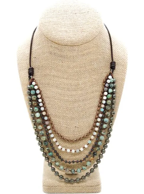 accessory Semi Precious Stone Multi Strand Necklace The Lizou Collection $81