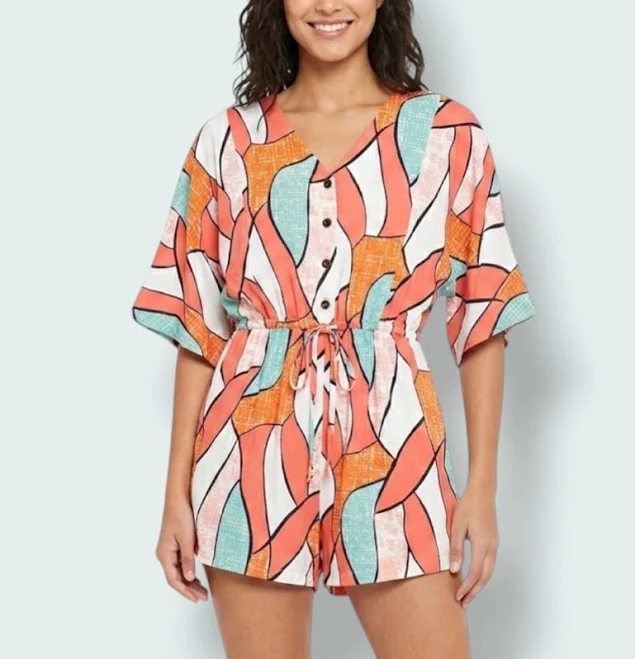 romper SHEIN Abstract Print Romper Cover-Up Poshmark $14