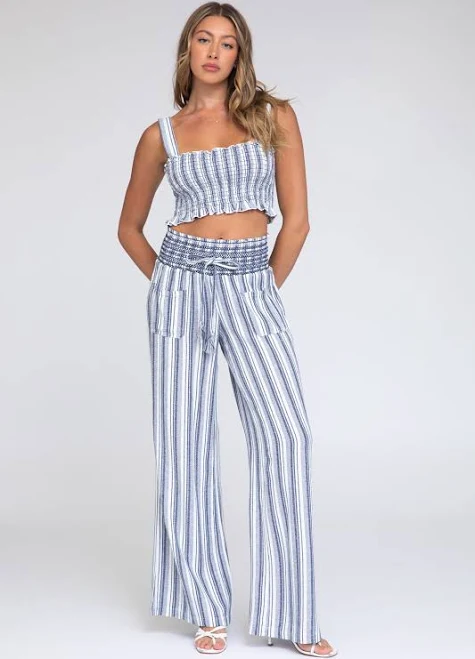 outfits Smocked Top and Boardwalk Pant Linen Set Rewash Brand $50