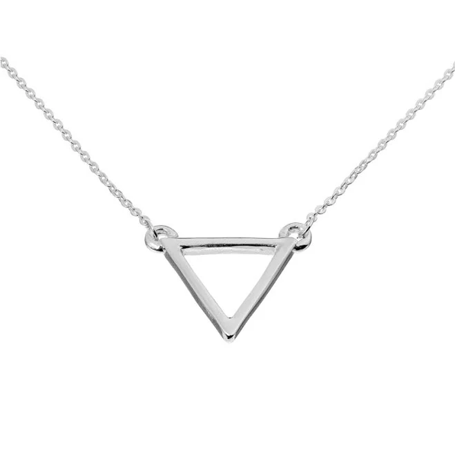 accessory Sterling Silver Geometric Open Triangle Chain Necklace 925silverly.com $38.65