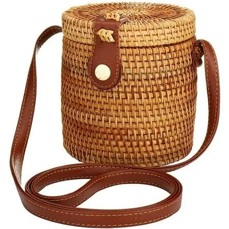 bag Straw Rattan Crossbody Bag with Genuine Leather Walmart - Seller $24.99