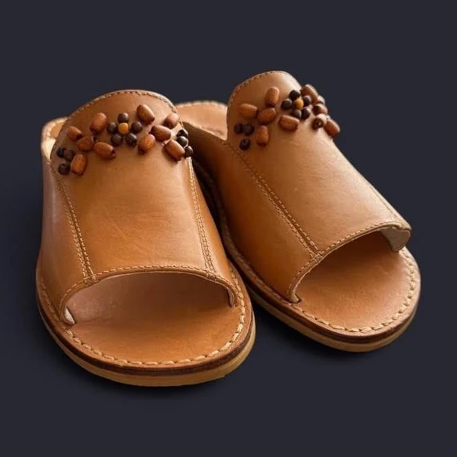 shoes Tan Leather Sandals With Wooden Beads And A Boho Vibe. Size 6m eBay $19