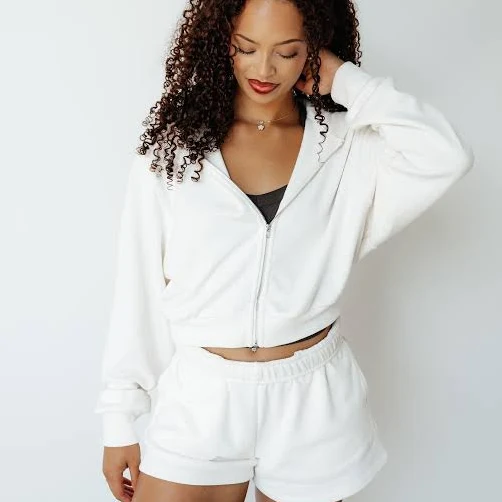 hoodie Terrysoft Cropped Zip Up Ptula $72