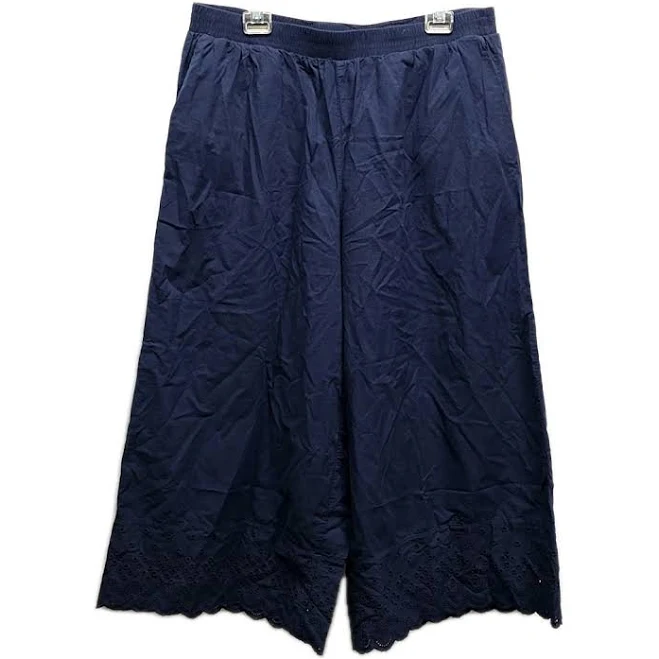 culottes Torrid Navy Eyelet Hem Wide Leg Cropped Pants Boho Coatal Resort eBay - hustleathome $22.77