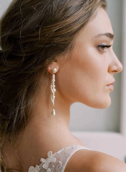 accessory Twisted Pearl Long Earrings Twigs and Honey $155