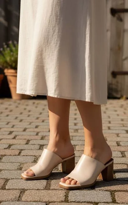 shoes Universal Threads Universal Thread Neutral Beige Open-Back Block Heel Mules | Sz: 8.5 | Color: Curtsy $11