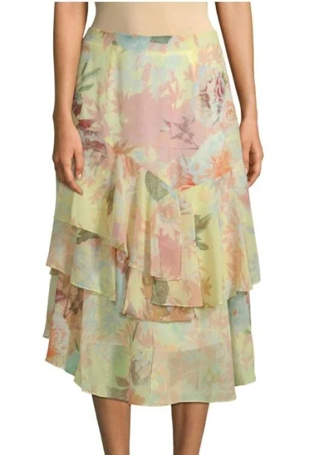 skirt Vince Camuto Women's Faded Blooms Tiered Ruffle Skirt eBay - mm_pristine_products $18.99