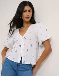 top White Ditsy Floral Puff Sleeve Top nobodyschild.com $114