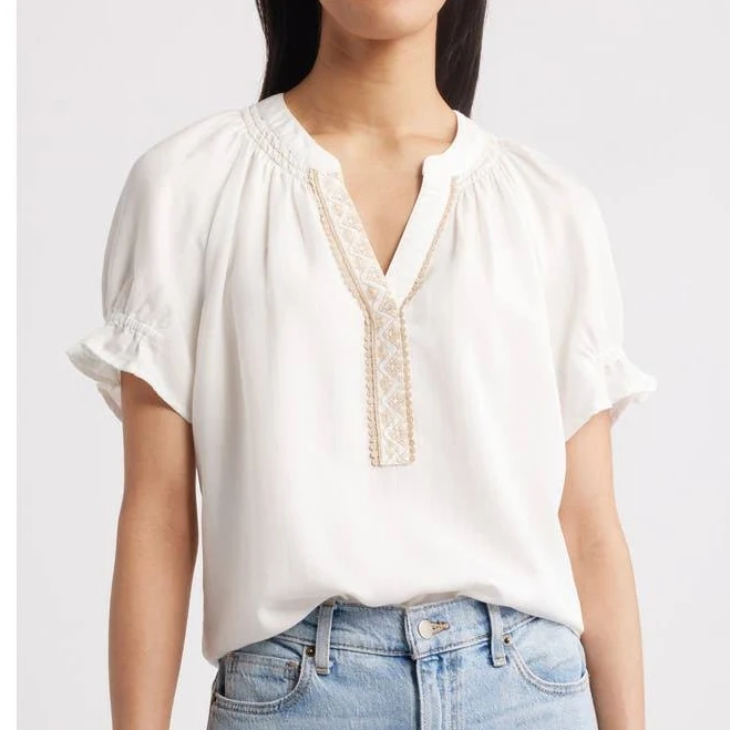 top Wit & Wisdom Women's Embroidered Peasant Top Nordstrom Rack $34.97