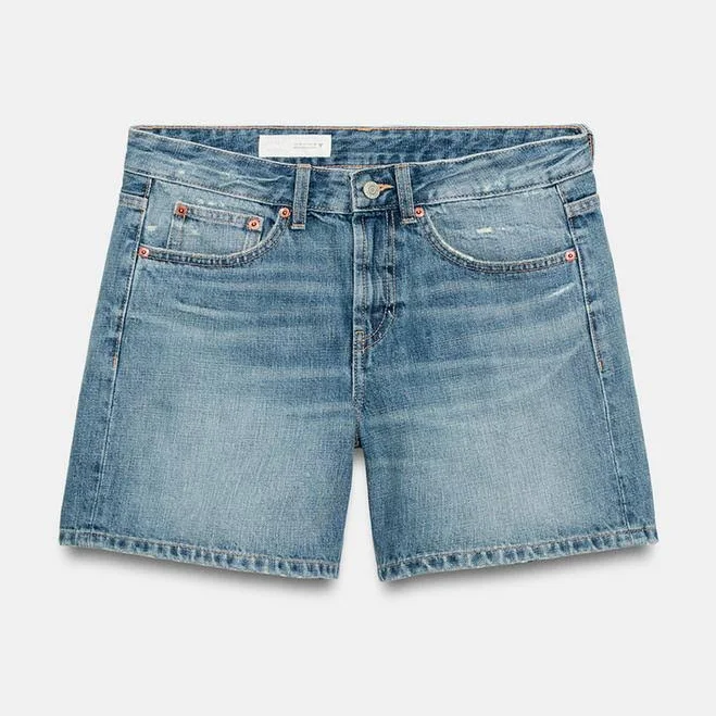 shorts Woman Zara Regular Fit Mid-Rise Denim Shorts Zara USA $45.9