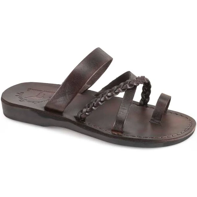 shoes Women's Leather Braided Flat Sandal - Sophia - Brown, Size 5 | Hand-Crafted - Light & Flexible | Jerusalem Sandals Jerusalem Sandals $77.95