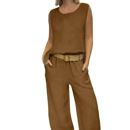 co-ord set Women's Linen 2 Piece Lounge Set Walmart - Makaor TinyBloom Apparel $22.99