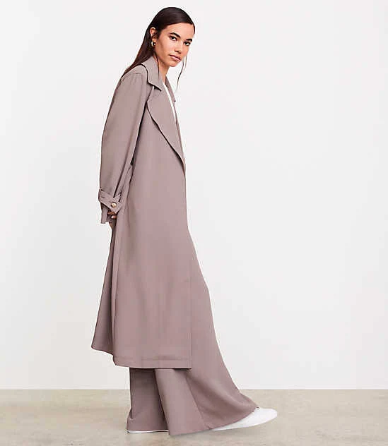 trench coat Women's Loft Versa Crepe Drape Oversized Trench Coat LOFT $90