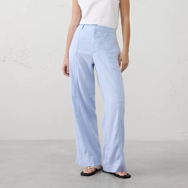 pants Women's Straight High-Rise Linen-Blend Utility Pant Banana Republic Factory $66