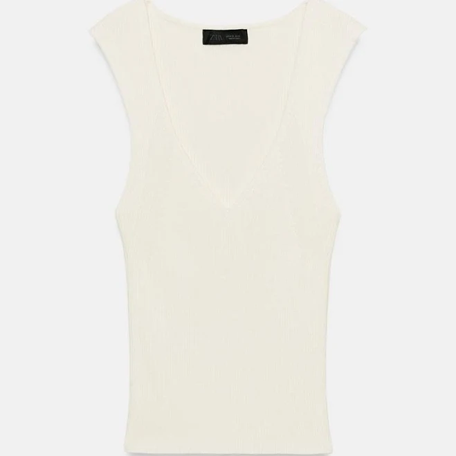 top Zara V-Neck Rib Knit Top Zara USA $29.9