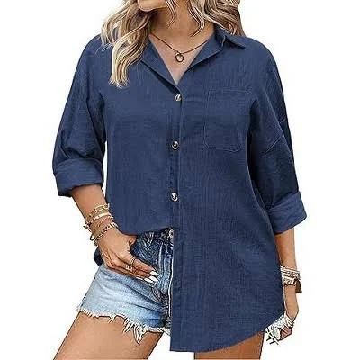 oversized shirt Zeagoo Women's Casual Linen Long Sleeve Button Down Shirt Target $29.99