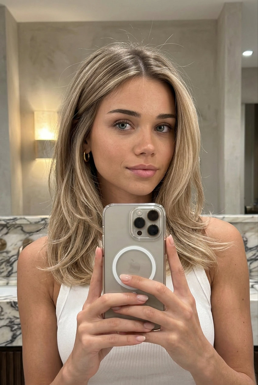 long textured layer sandcastle balayage with beige blonde for summer 2026