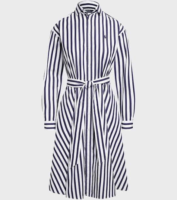 Polo Ralph Lauren Women's Belted Striped Cotton Shirtdress