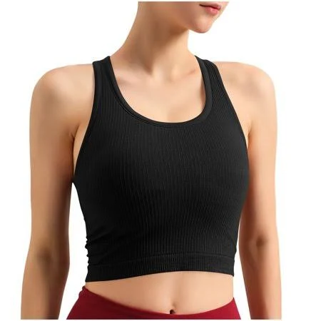 Women's Ribbed Knit Slim Fit Crew Neck Tank Tops