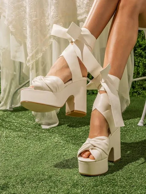 Akira Azalea Wang Saki PU Chunky Wrap Up Sandal