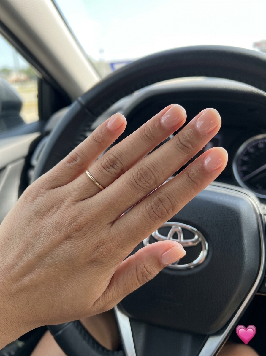 Sheer Nude Builder Gel Overlay nails: clean-girl, minimalist short natural nails with a polished finish 2026.
