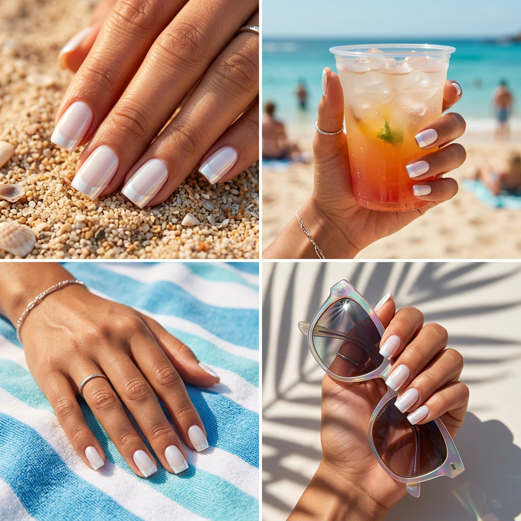 Lunar Chrome French - Summer Acrylic Nails 2026 Lunar Chrome French: Futuristic summer acrylic nails 2026 for formal events & date nights. Chic.