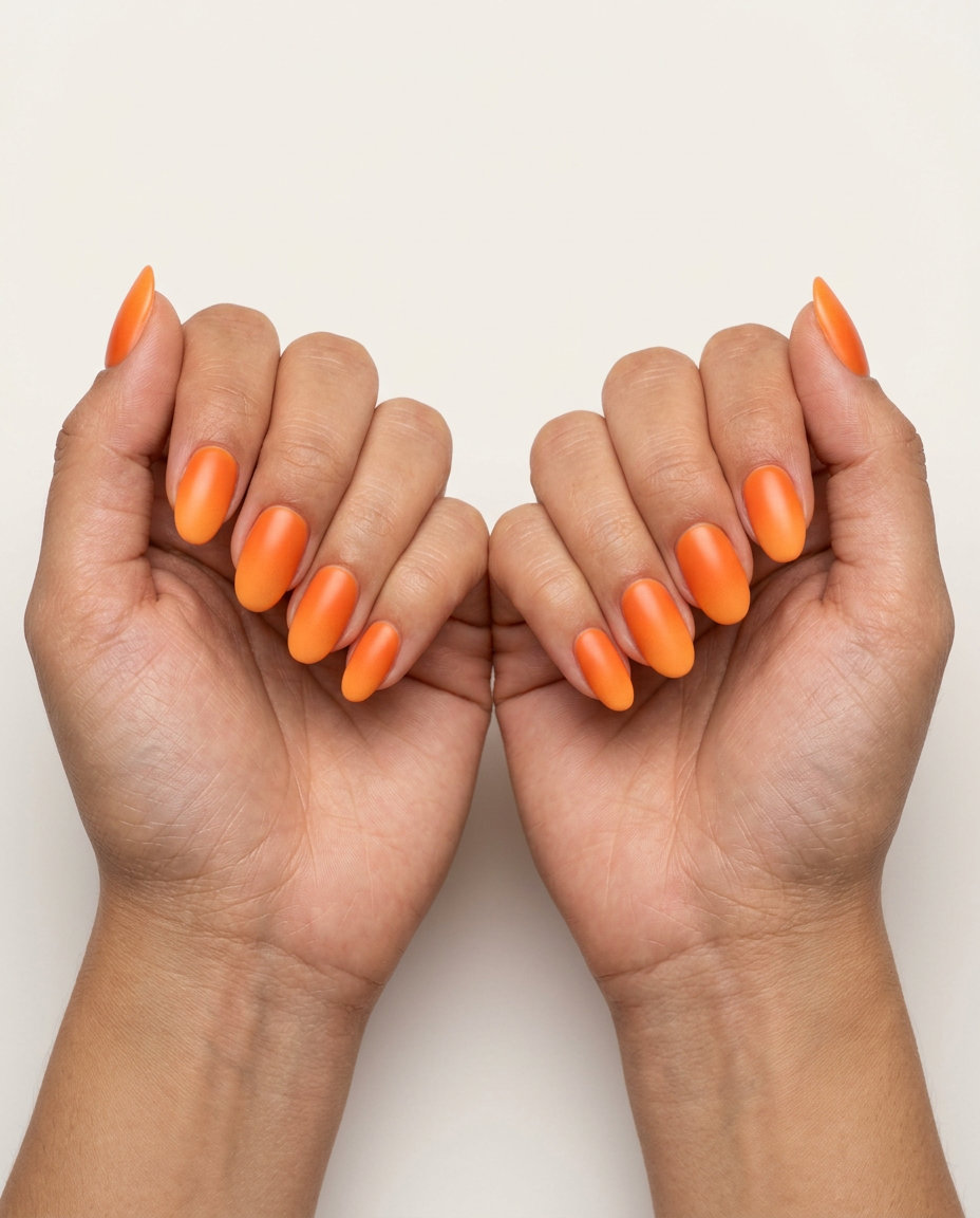 Tangerine Sunset Nails 2026: Radiant Summer Citrus Art Tangerine orange airbrushed gradient nails for summer citrus nail art 2026. Effortless, radiant clean-girl style.