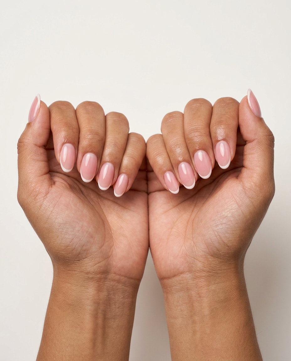 Delicate Pink Oval Micro-French nails: elegant romantic for weddings summer classy nails 2026.
