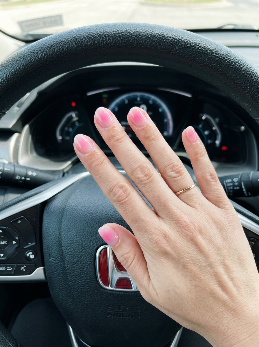 Ethereal pink aura dip nails 2026 for wedding guest or daily wear. Soft gradient effect.