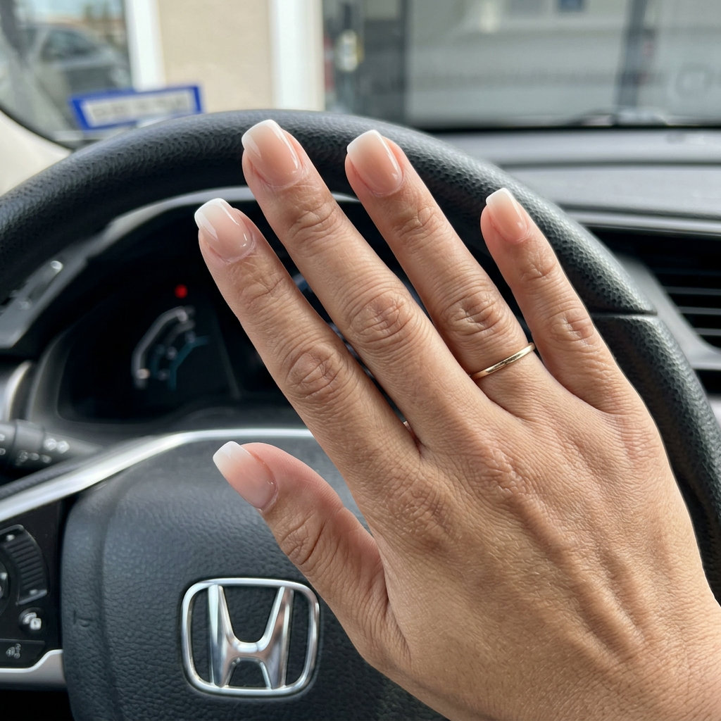Minimalist nude milky ombre gradient gel nails for daily wear and work in 2026.