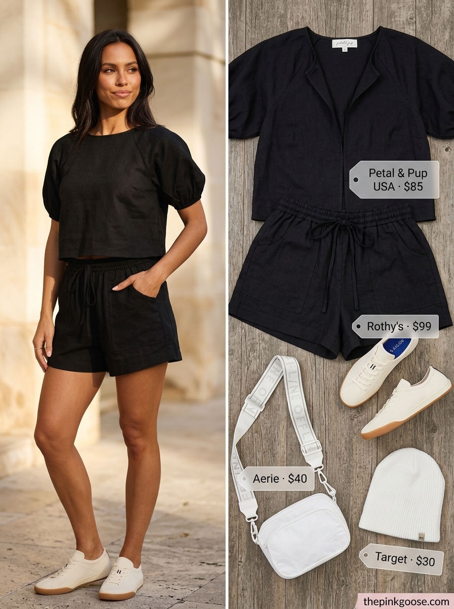 Olive green linen co-ord set for women, ideal for weekend getaways and casual errands in 2026.