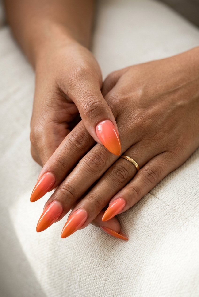 Coral Reef Ombre nails: a vibrant summer manicure for 2026, ideal for parties.