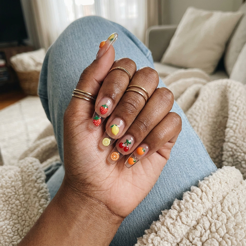 Candy Fruit Daze Jelly Nails 2026 Candy Fruit Daze Jelly nails for summer nail manicure ideas 2026, perfect for festivals and summer parties.