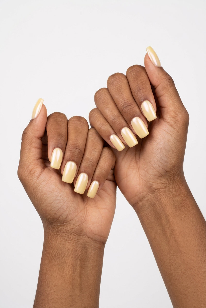 Sweet buttercream yellow glazed donut nails for casual weekends, ideal for summer nails for brown skin tone 2026.